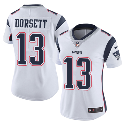 Nike Patriots #13 Phillip Dorsett White Women's Stitched NFL Vapor Untouchable Limited Jersey